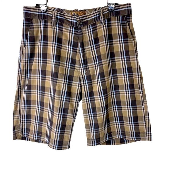 Men’s Flat Front Plaid Shorts by Blue Size 34 - Picture 1 of 10